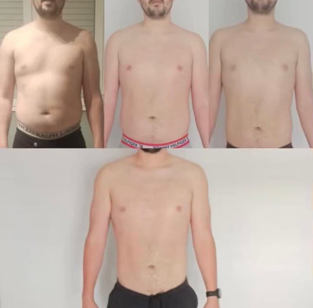 Antes y después de Uri, cliente de Pata Negra Workout (4 meses)